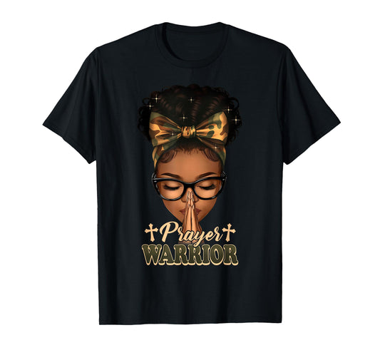 Prayer Warrior Christians Camo African American Afro Women T-Shirt