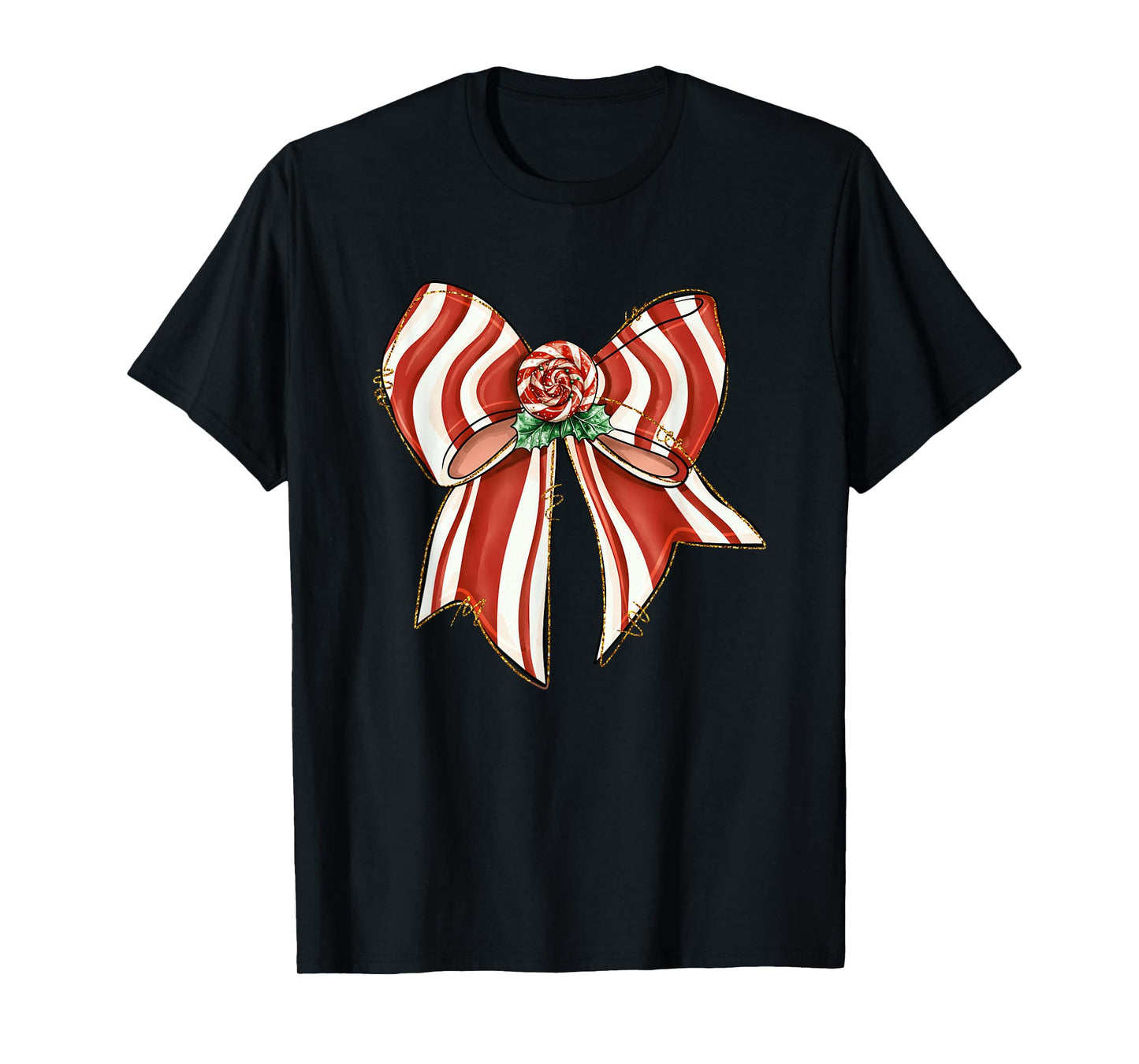 Candy Cane Bow Peppermint Christmas Joy T-Shirt