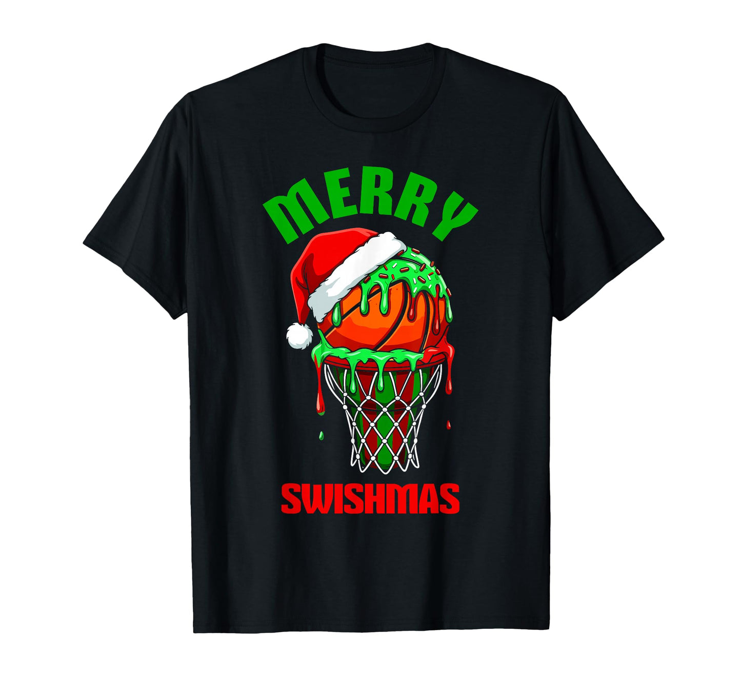 Merry Swishmas Basketball Ugly Christmas Xmas Men Boys Kids T-Shirt