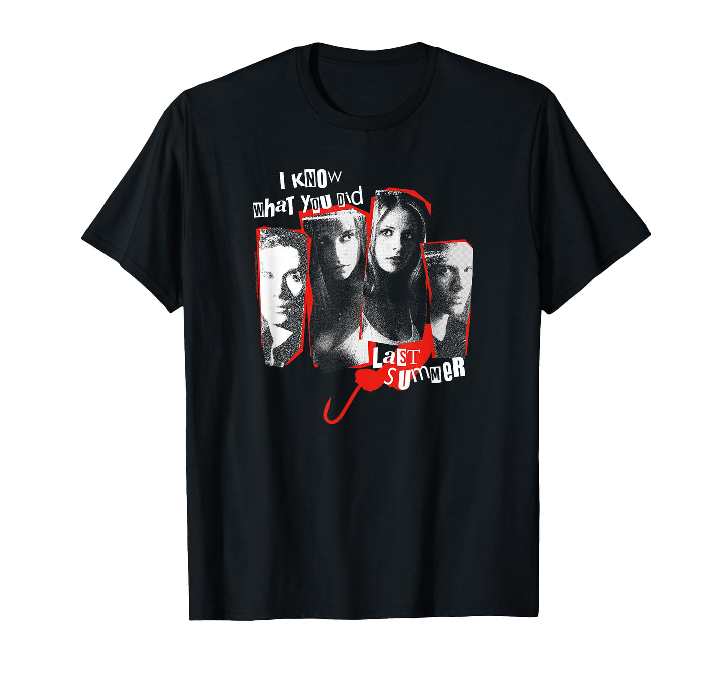 IKWYDLS Ripped Up Character Collage Retro Horror Movie T-Shirt