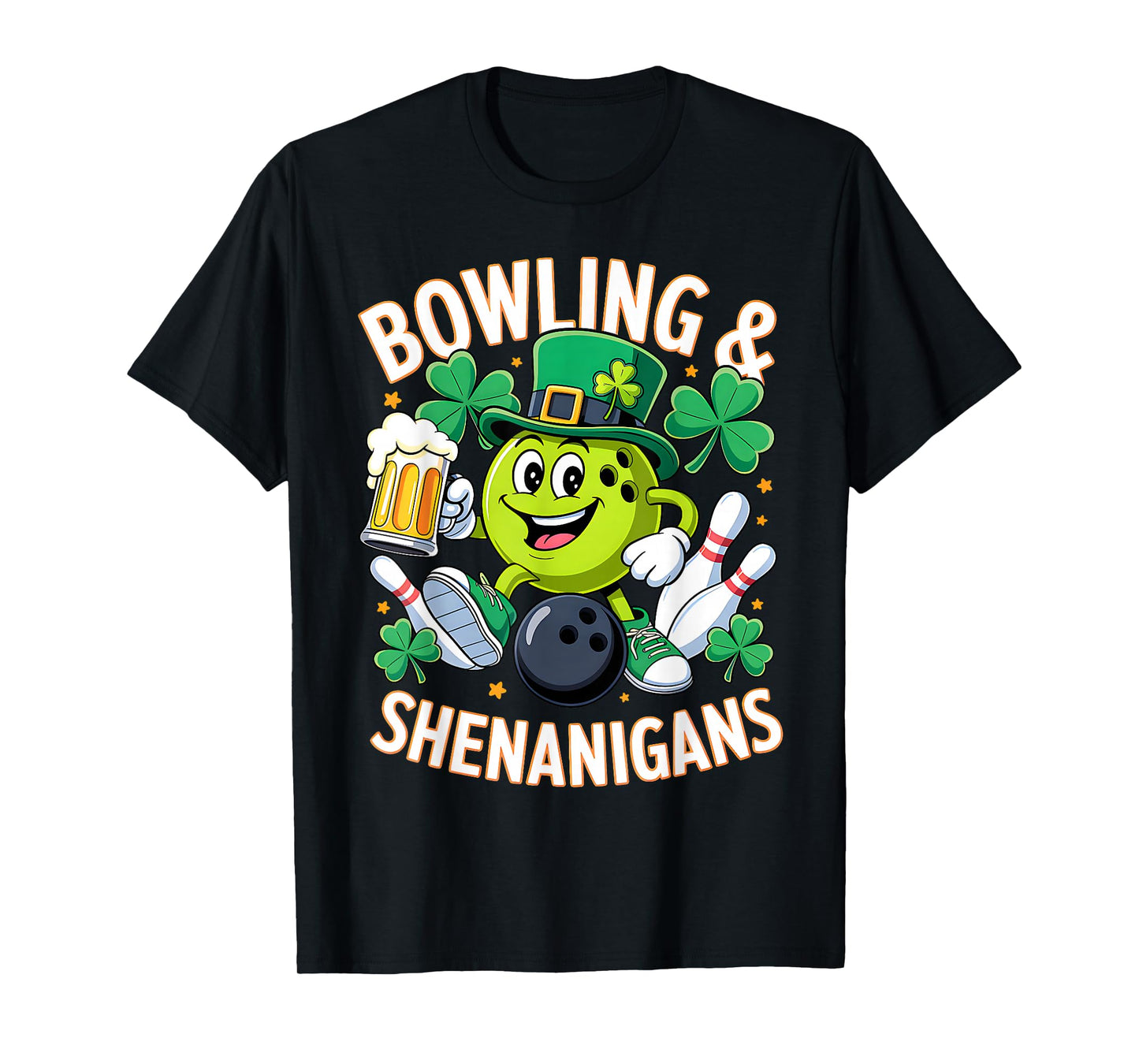 Bowling St Patrick's Day Shenanigans Bowler Funny Men Women T-Shirt