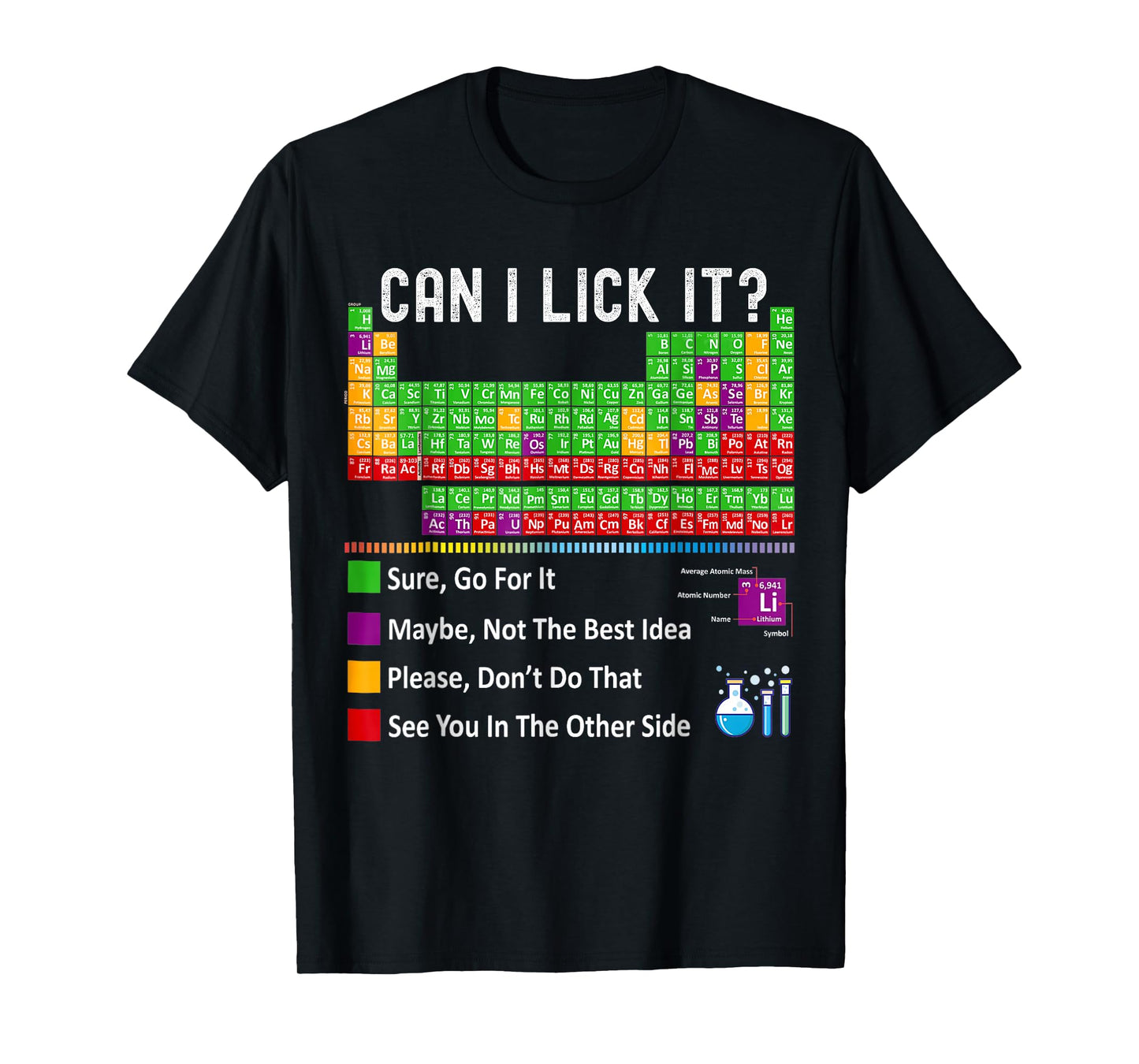 Can I Lick It Periodic Table Chart Science Teacher Cool Meme T-Shirt