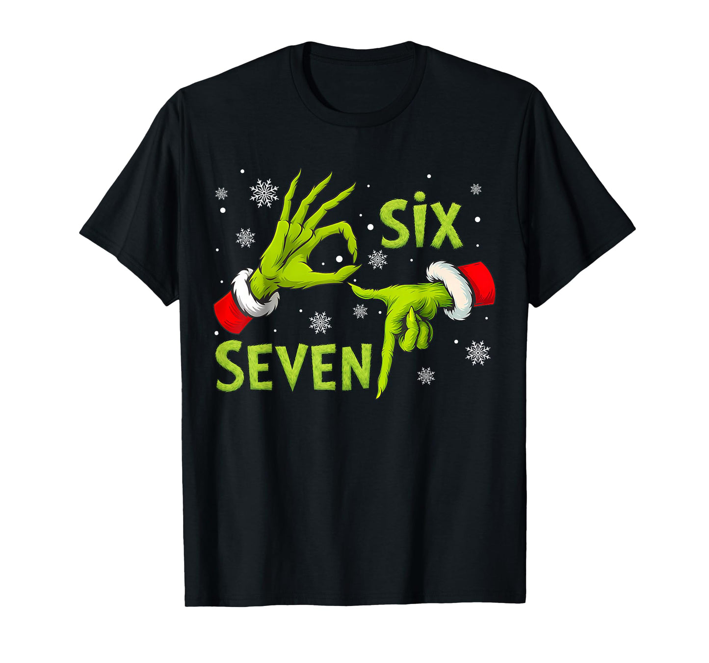 Funny Six Seven 67 Meme 6 7 Christmas Elf Hand Boys Teens T-Shirt