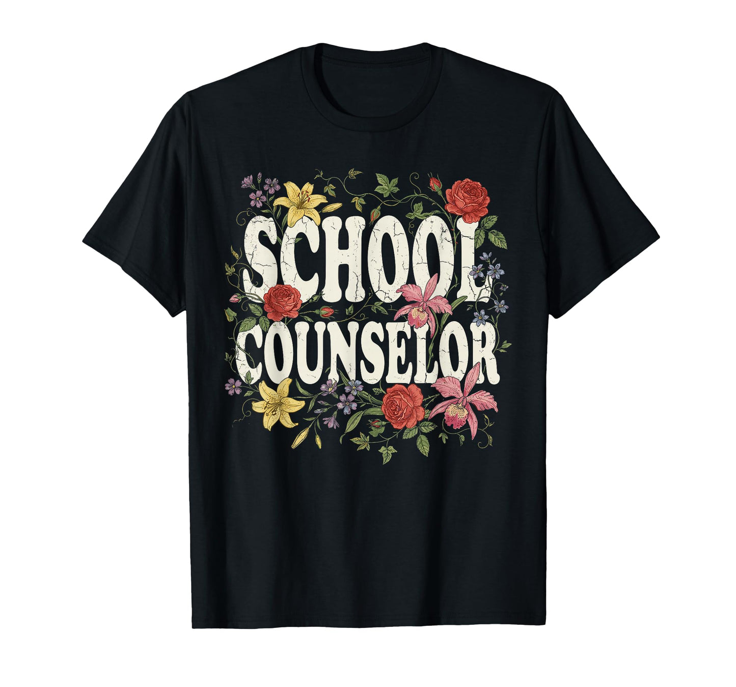 Funny School Counselor Appreciation Women Counseling Flowers T-Shirt