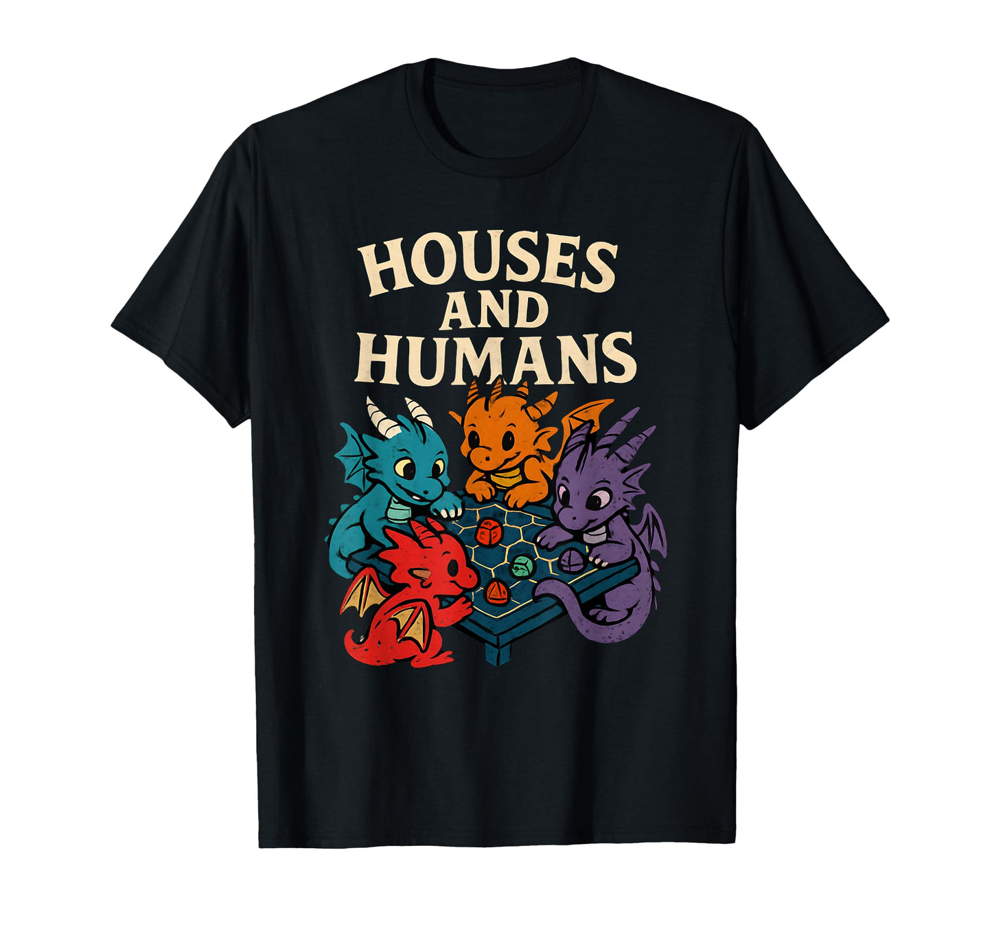 RPG Gamer Houses and Humans Funny Nerdy Men Women Kids T-Shirt