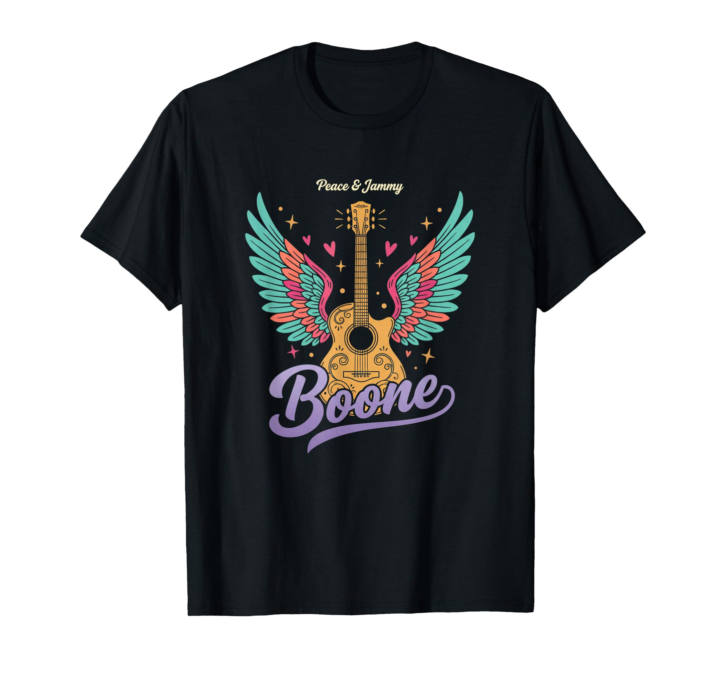 Boone Peace & Jammy Guitar Wings Girls Music Fan T-Shirt