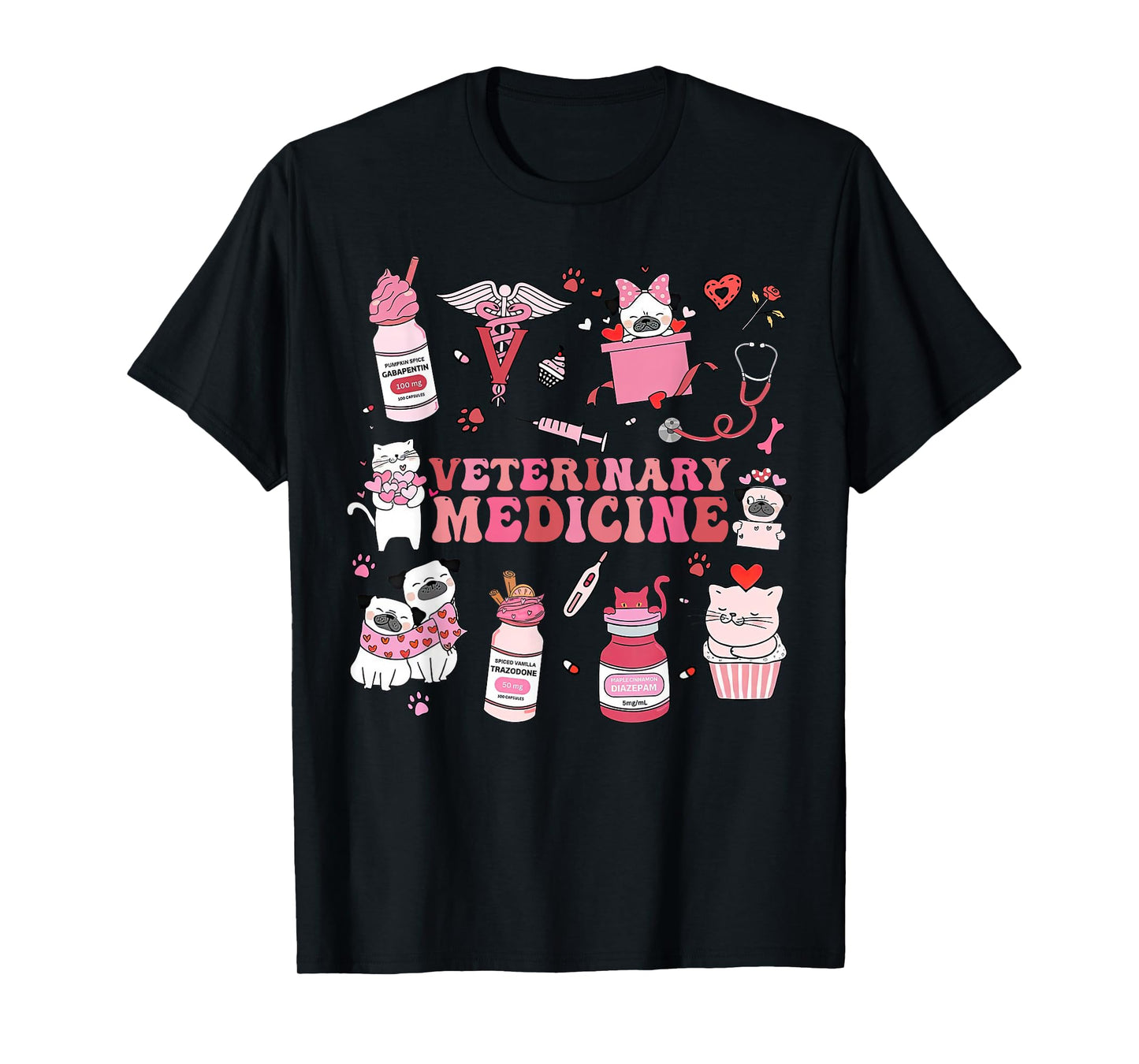 Retro Veterinary Medicine Valentine Veterinarian Vet Tech T-Shirt