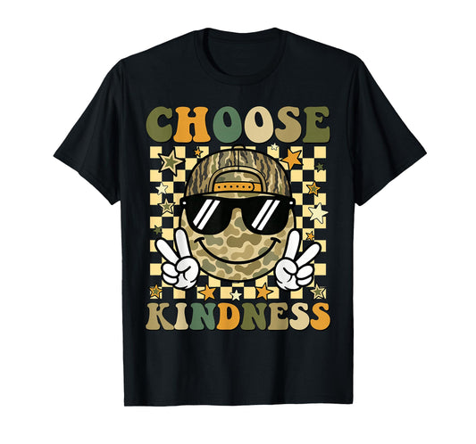 Choose Kindness Retro Camo Be Kind Inspirational Unity Day T-Shirt