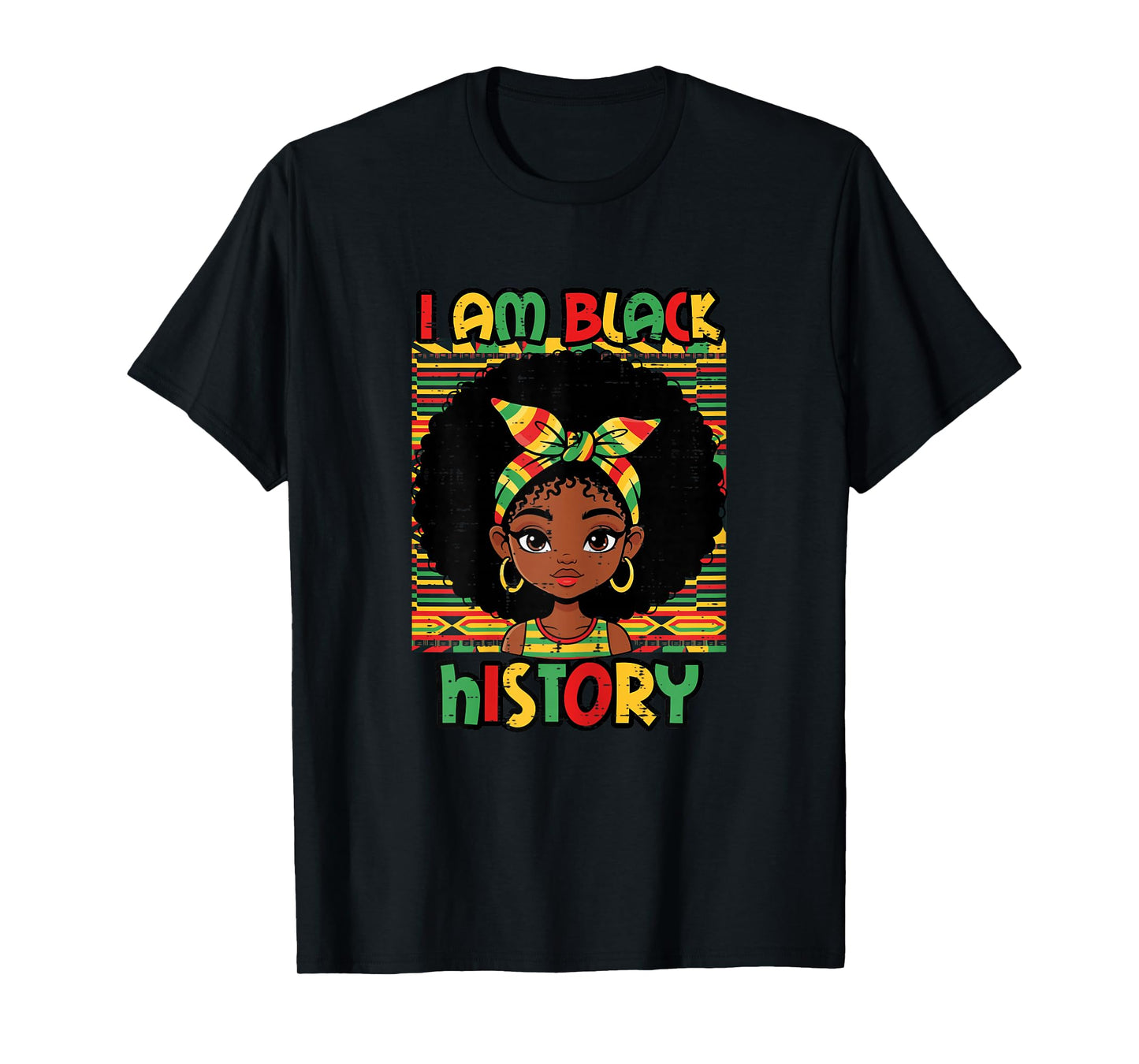 I Am Black History Afro Girl African American Girls Kids T-Shirt
