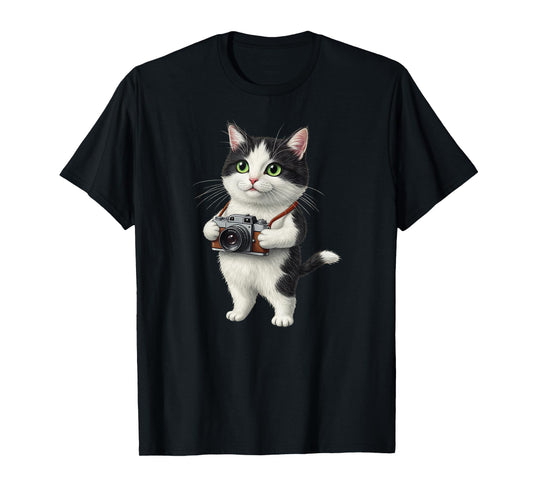Cat Photographer Funny Cat with Camera Photography Kitten T-Shirt