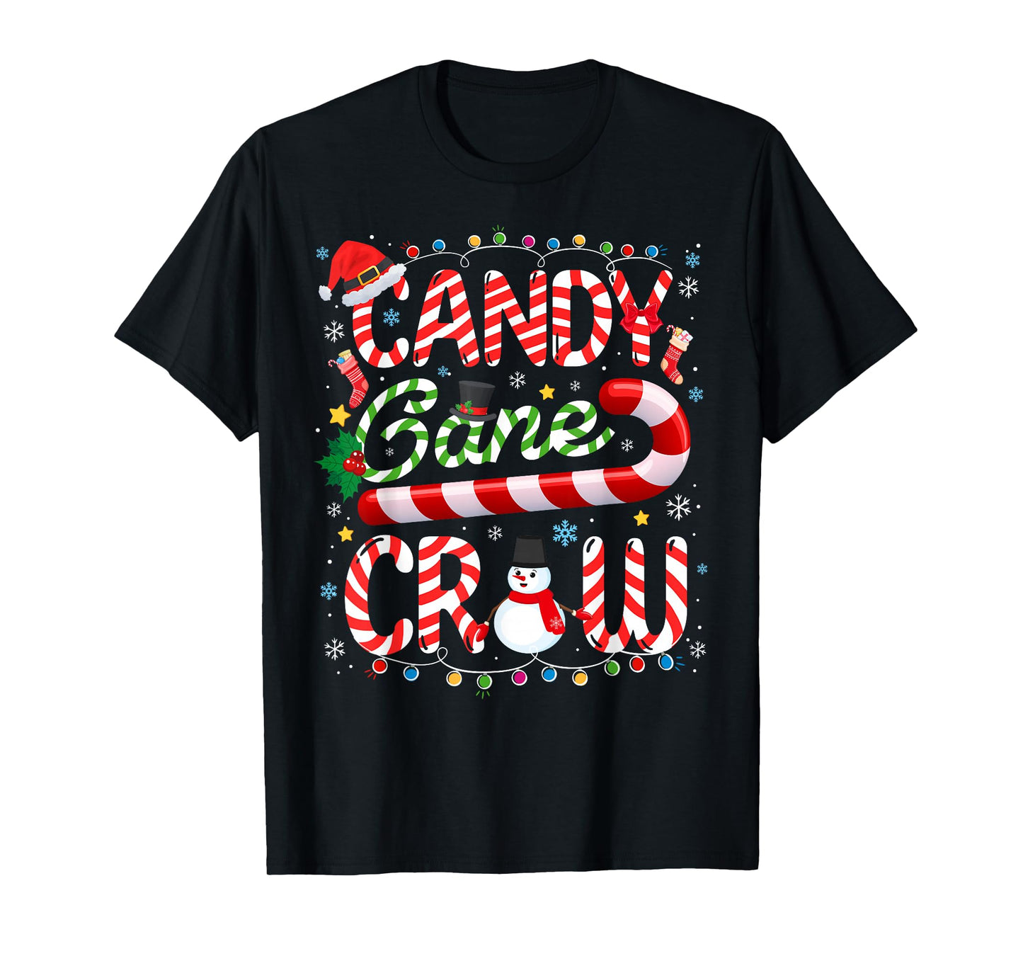 Candy Cane Crew Christmas Pajamas Adult Men Women Kids T-Shirt