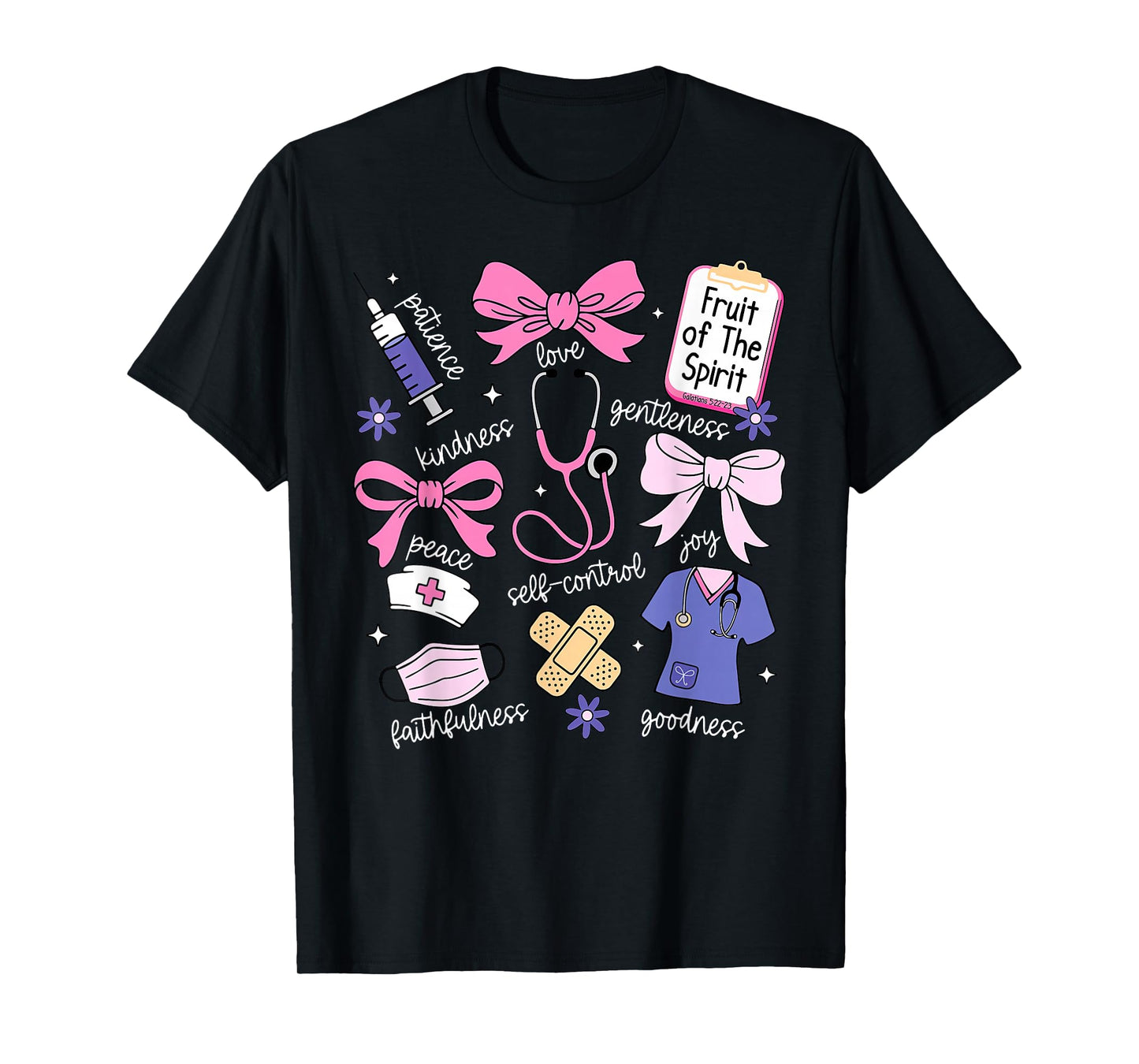 Coquette Bow Fruit of The Spirit Registered Nurse Christian T-Shirt