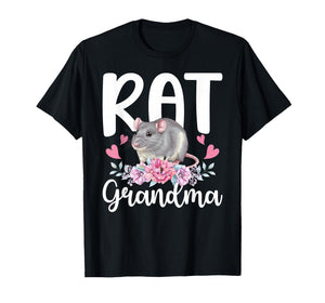 Rat Grandma Flowers Rat Owner Rat Lover Rat Grandmother T-Shirt