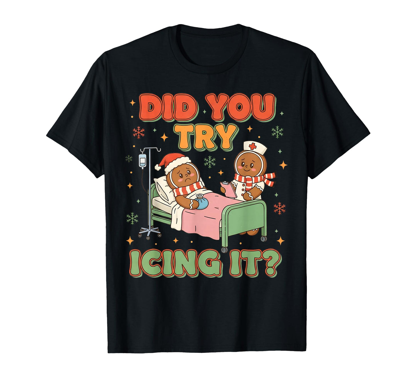 Funny Christmas Gingerbread Nurse Humor T-Shirt