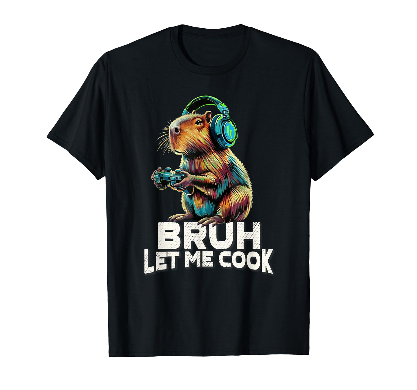 Boys Kids Video Gamer Let Me Cook Meme Lover Bruh Capybara T-Shirt
