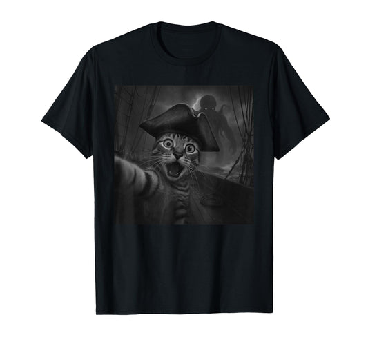 Cat Selfie with Cthulhu Cosmic Horror Funny Meme Men Women T-Shirt