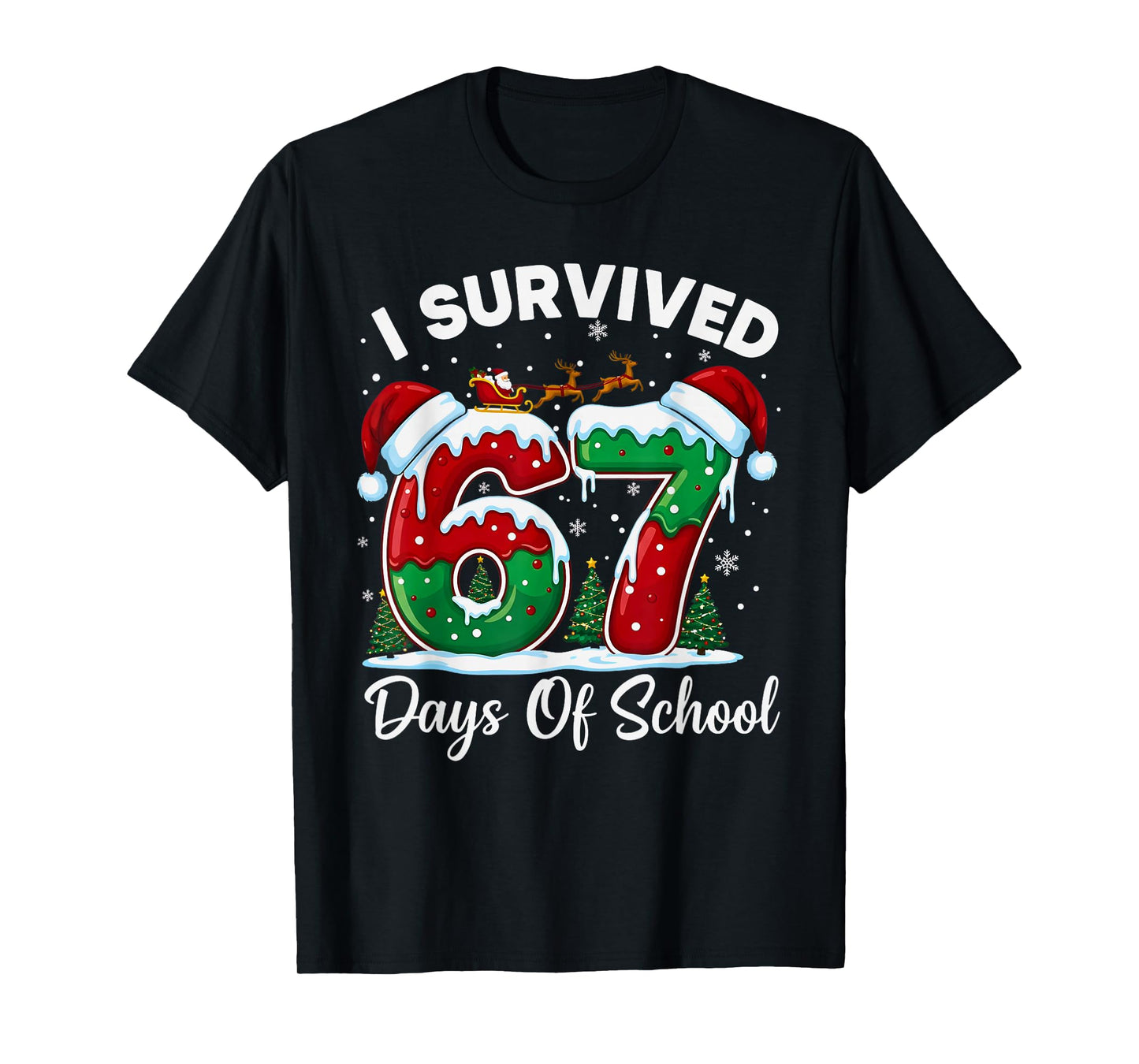 I Survived 67 Days of School Christmas Countdown Kids Boys T-Shirt