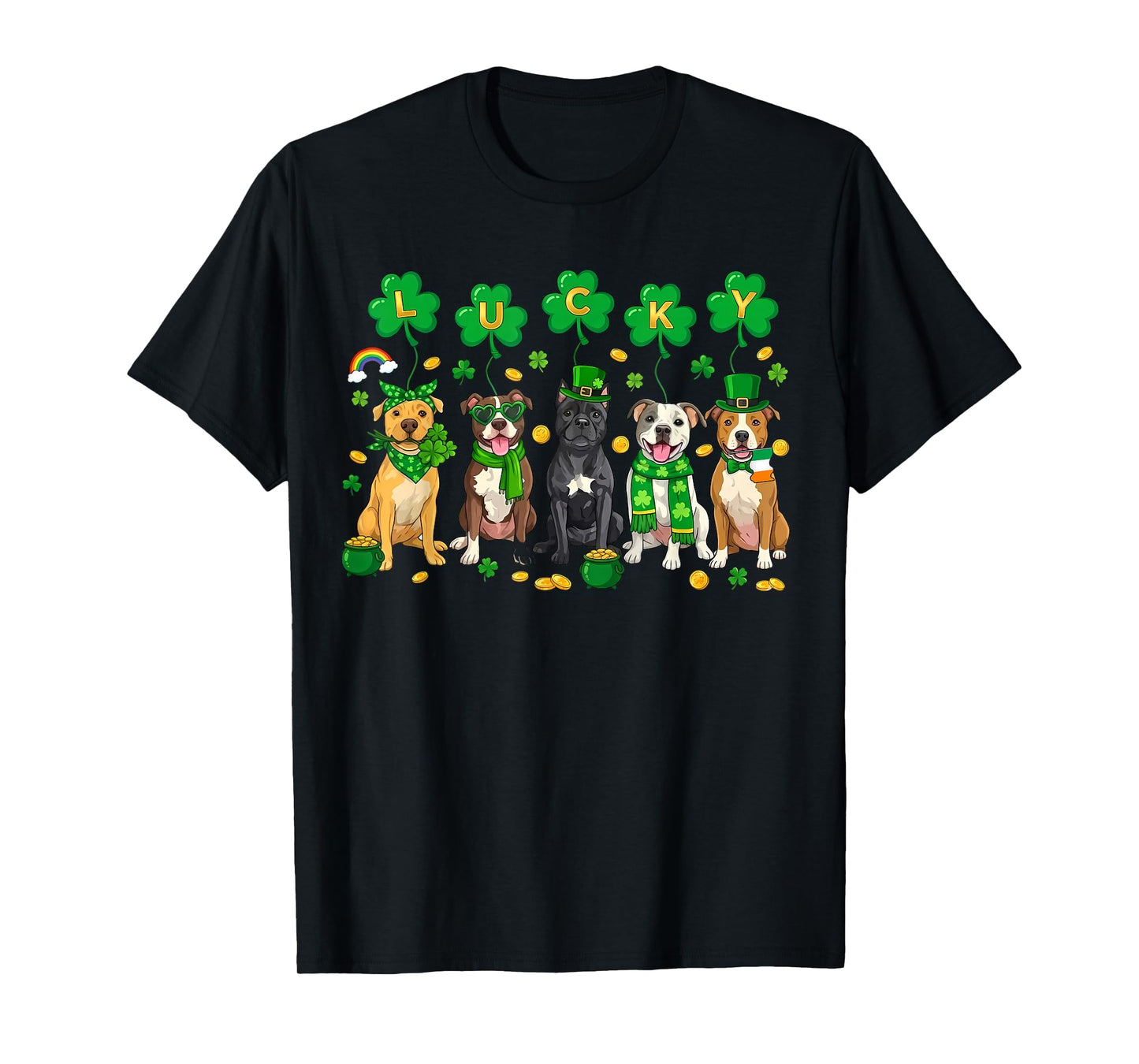 Funny Pitbull Dog St Patrick's Day Lucky Irish Dog Mom Dad T-Shirt
