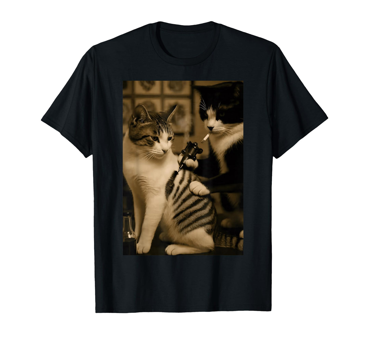 Retro Tattoo Cat Meme Smoking Cat Humor Cat Lover Tattooist T-Shirt