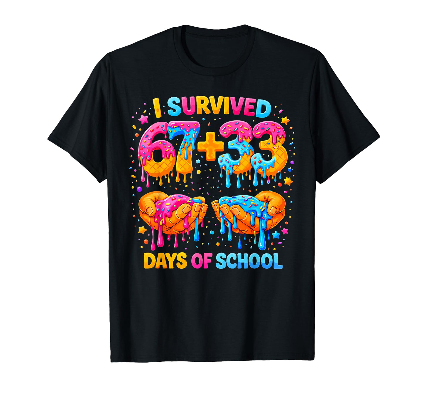 I Survived 67+33 Days of School Teacher Boys Girls 100 Days T-Shirt