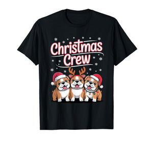 Christmas Crew Xmas Puppy Funny Christmas English Bulldog T-Shirt