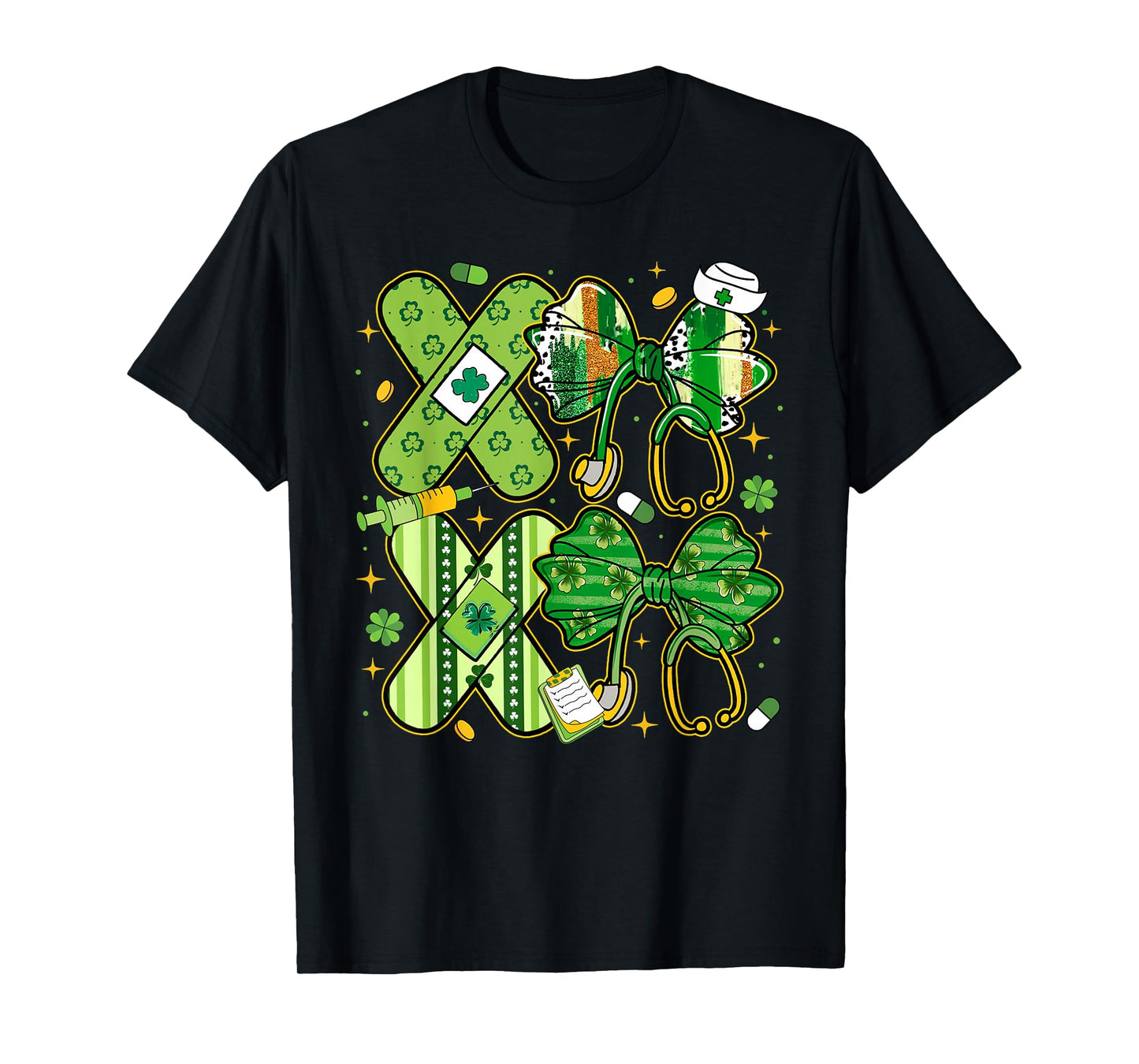 St Patricks Day Stethoscope Coquette Bow Nurse Girl Women T-Shirt