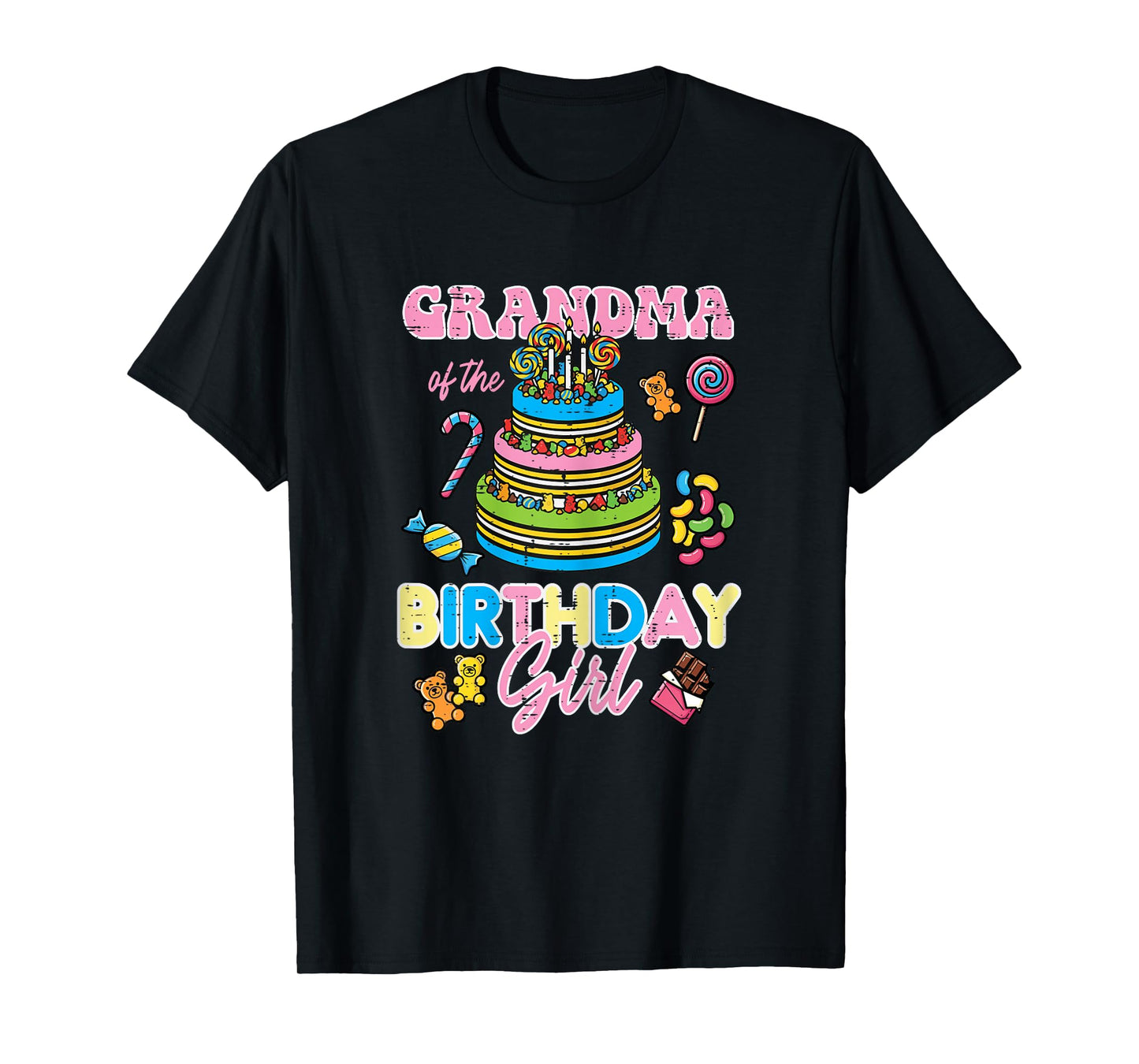 Grandma of Birthday Girl Cake Bday Party Family Match Women T-Shirt