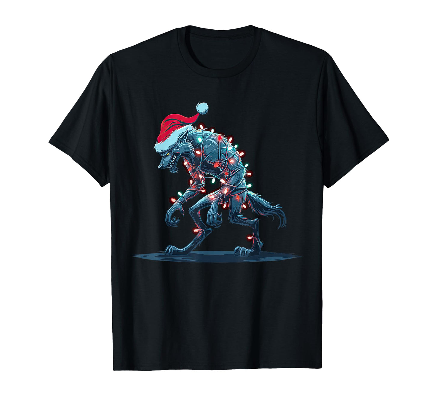 Funny Werewolf Christmas Graphics Animal Lights Lover T-Shirt