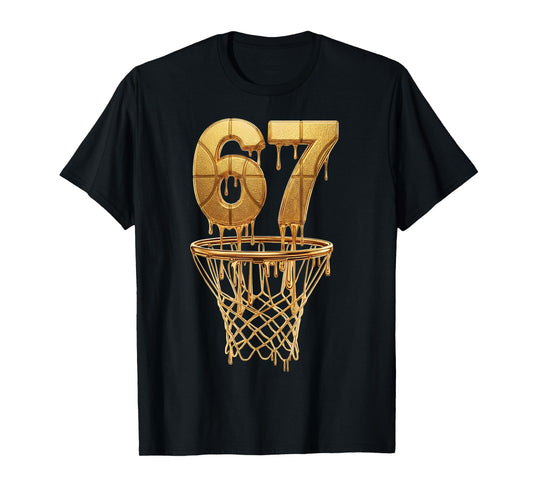 67 Gold Drip Basketball 6 7 Six Seven Meme Gen Alpha Slang T-Shirt