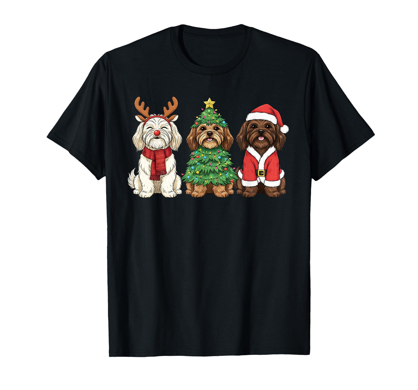 Retro Christmas Havanese Santa Reindeer Dog Lover T-Shirt