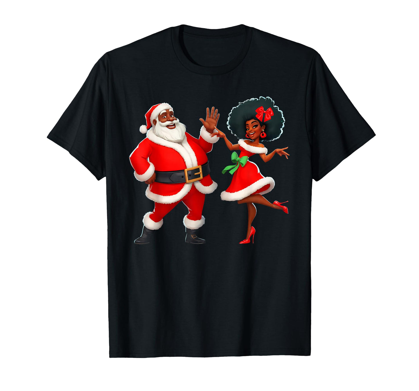 Christmas Mr Santa Mrs Claus Dancing African American Xmas T-Shirt