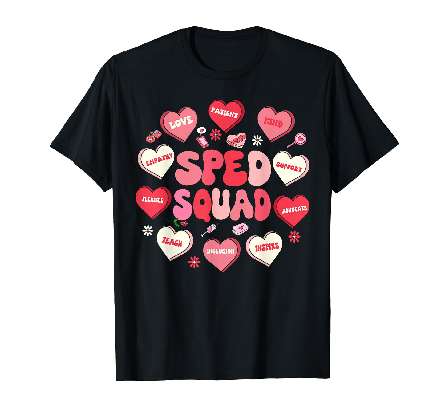 Retro Candy Heart Valentines SPED Teacher Special Education T-Shirt