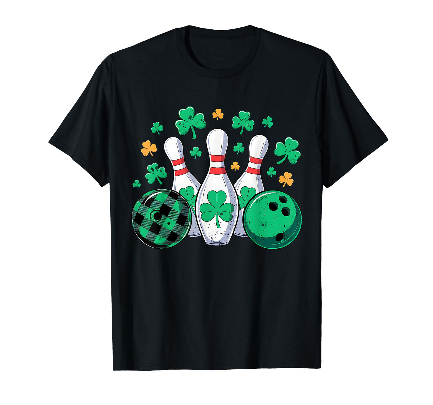 St Patricks Day Plaid Bowling Shamrock Irish Men Women Kids T-Shirt