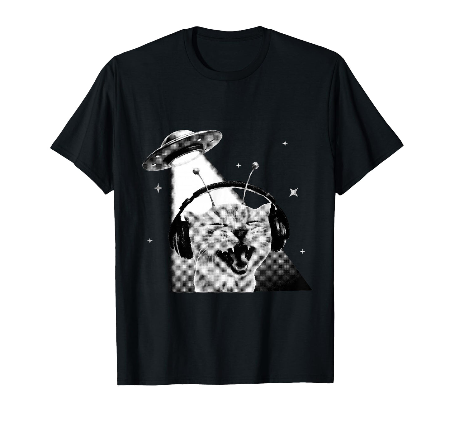 Funny Y2K Alien Cat Meme Retro Silly Cat Vintage Space Kitty T-Shirt