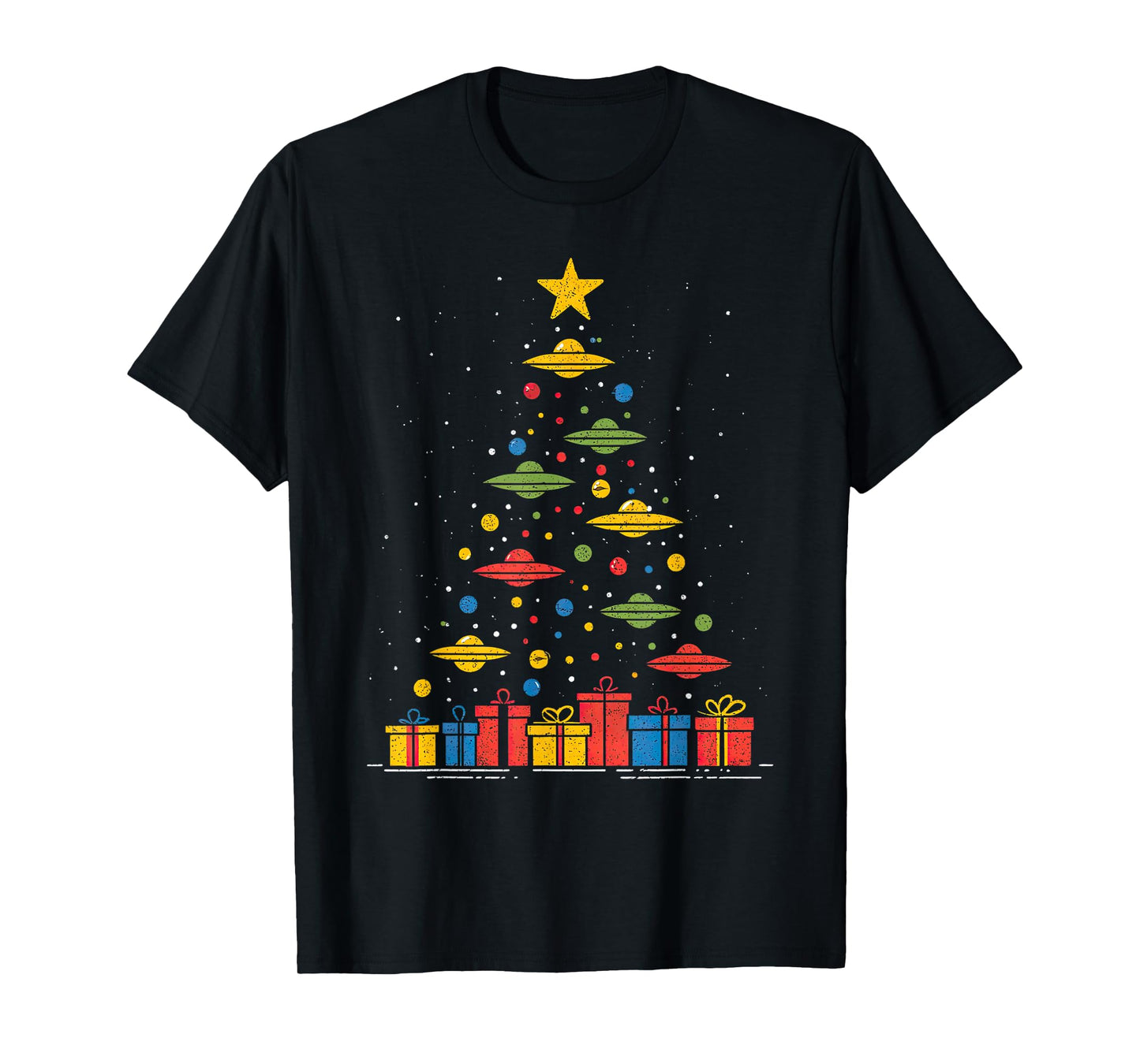 Funny UFO Christmas Tree Graphic Uap Alien Flying Saucers T-Shirt