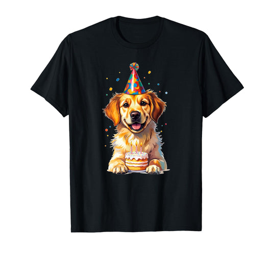 Birthday Golden Retriever, Party Dog T-Shirt