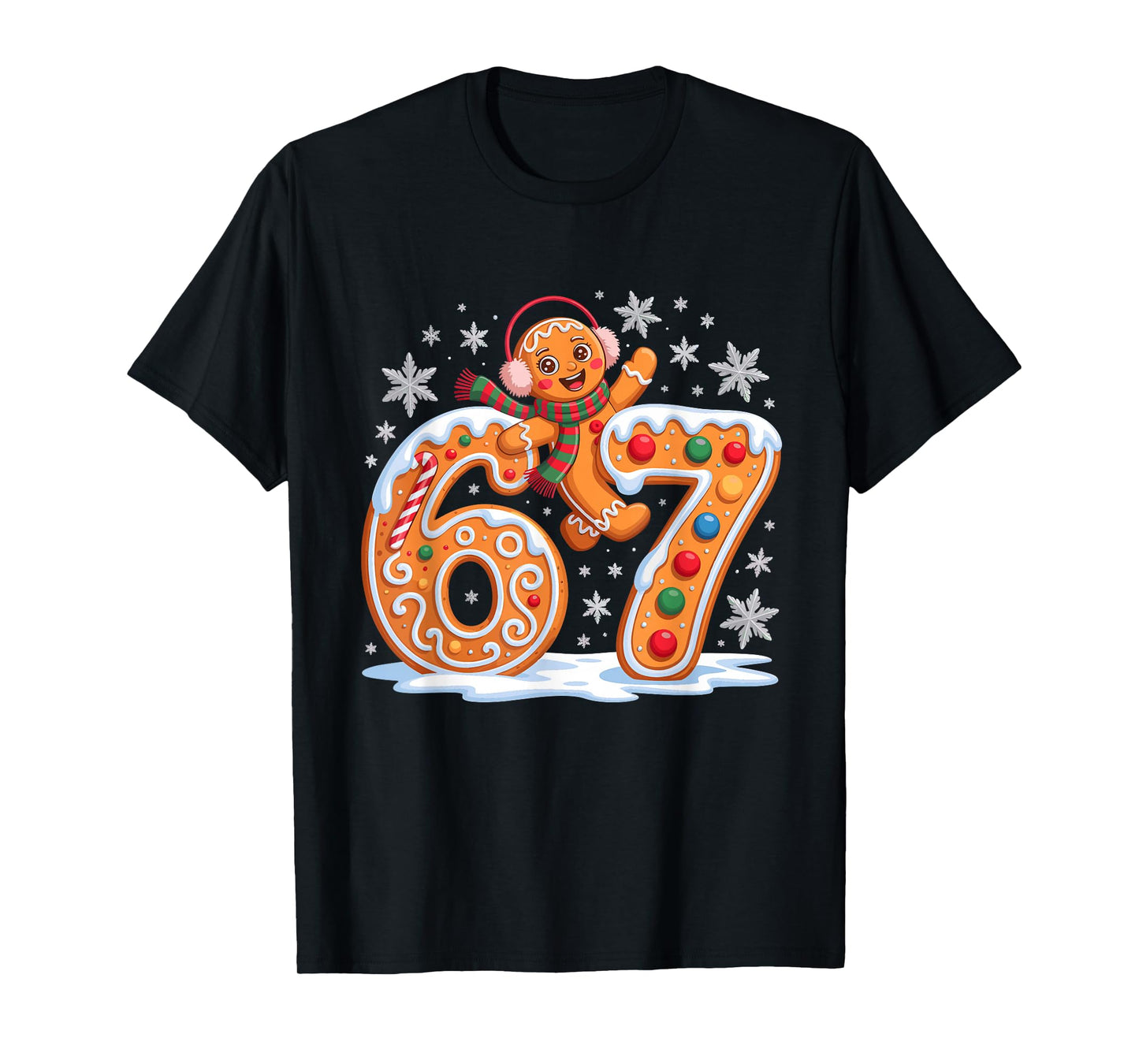 Funny Gingerbread Six Seven 67 Ice Cream Drip Christmas Girl T-Shirt