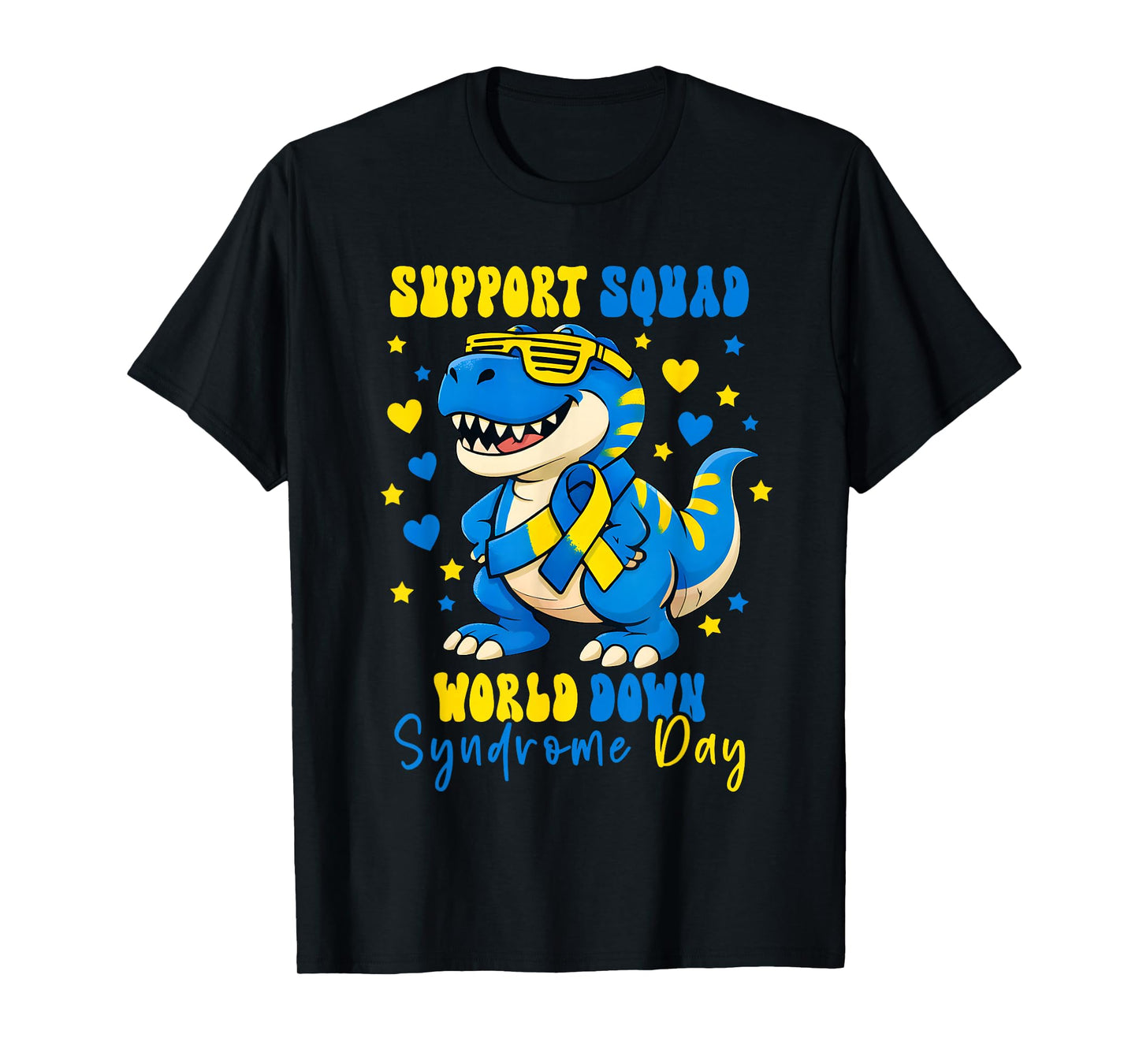 Support Squad T Rex Dinosaur World Down Syndrome Awareness T-Shirt