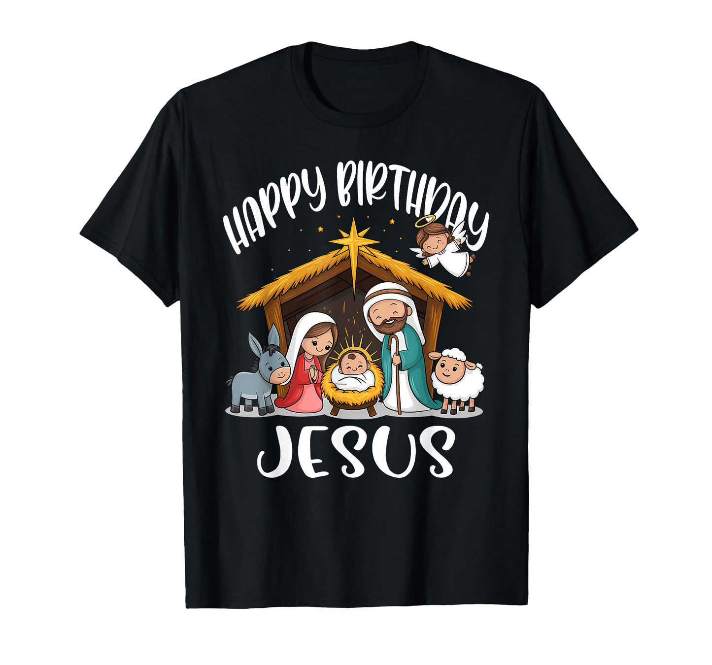 Merry Christmas Family Kid Nativity Happy Birthday Jesus T-Shirt