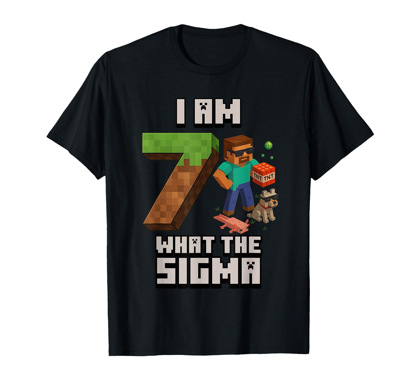 7th Birthday What The Sigma Pixel 7 Bday Gamer Boys Kids T-Shirt