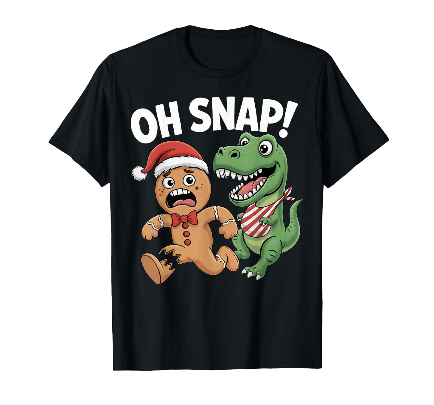 Funny Oh Snap Gingerbread Man T-Rex Xmas Pajama Christmas bo T-Shirt