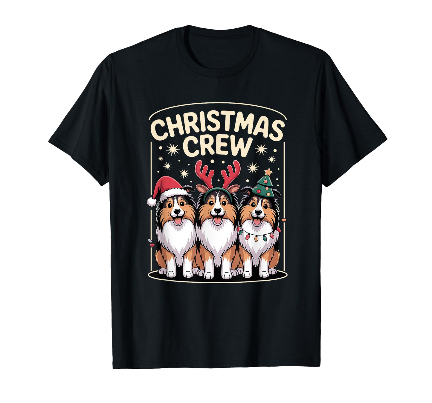 Christmas Crew Puppy Dog Funny Christmas Shetland Sheepdog T-Shirt