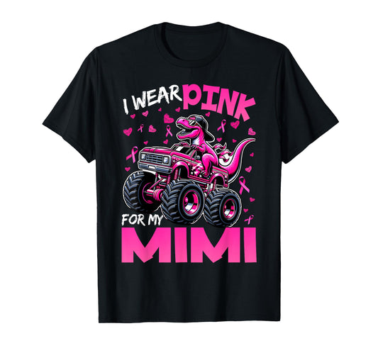 I Wear Pink for My Mimi Breast Cancer Awareness Dinosaur T-Shirt