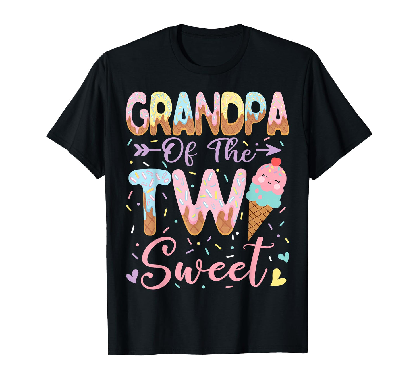 Grandpa of The Two Sweet 2nd Birthday Girl Ice Cream T-Shirt