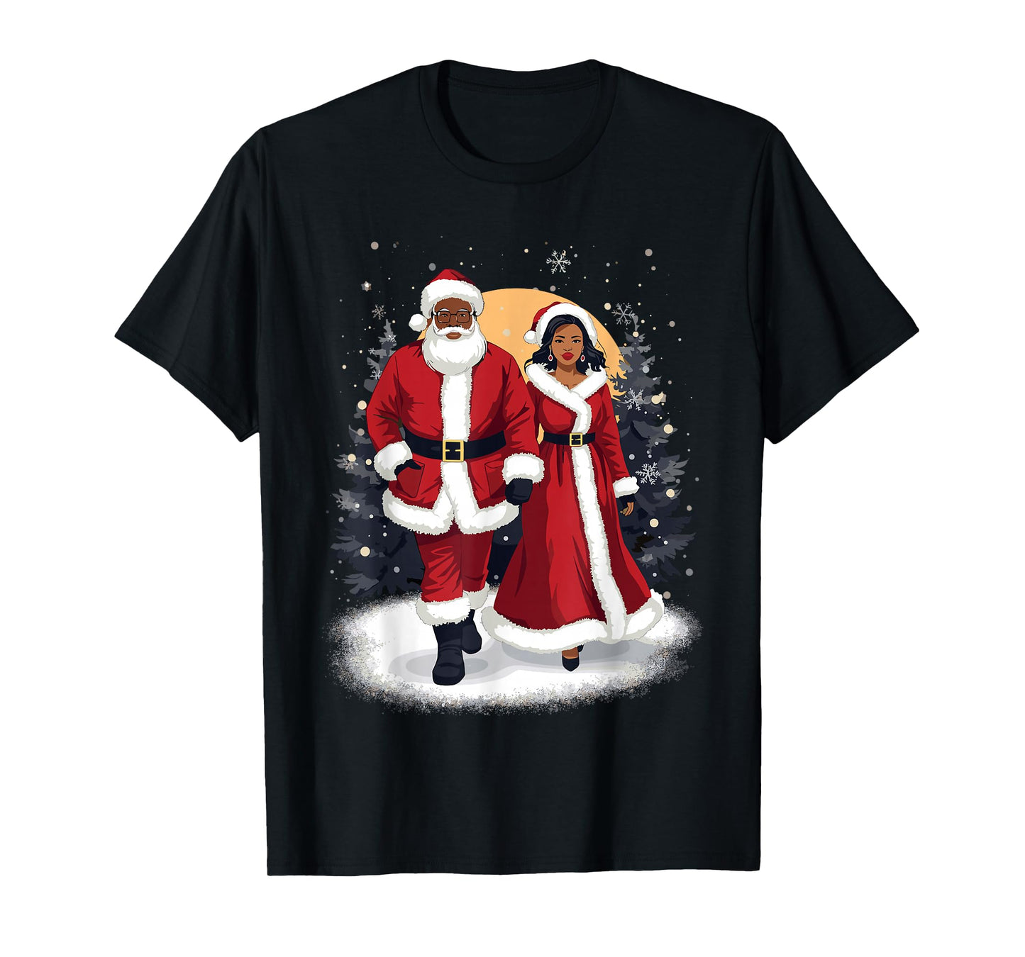 African American Santa Dancing with Mrs Claus for Christmas T-Shirt