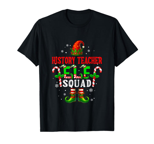History Teacher Elf Squad Xmas Elf Hat Shoes Funny Job Team T-Shirt