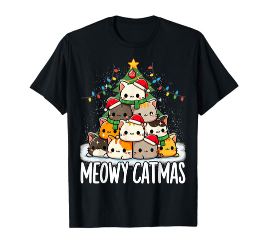 Christmas Meowy Catmas Tree Xmas Cat T-Shirt