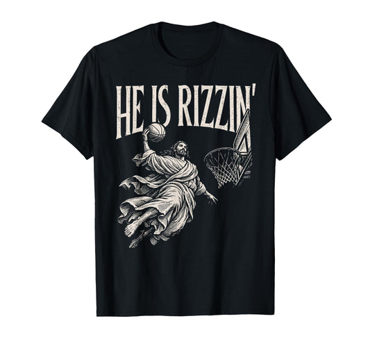 He is Rizzin Christian Religious Boys Kids Men Teens Easter T-Shirt