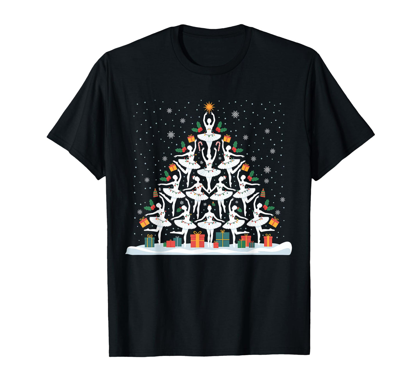 Cute Ballet Christmas Tree Dancer Women Girls Xmas T-Shirt