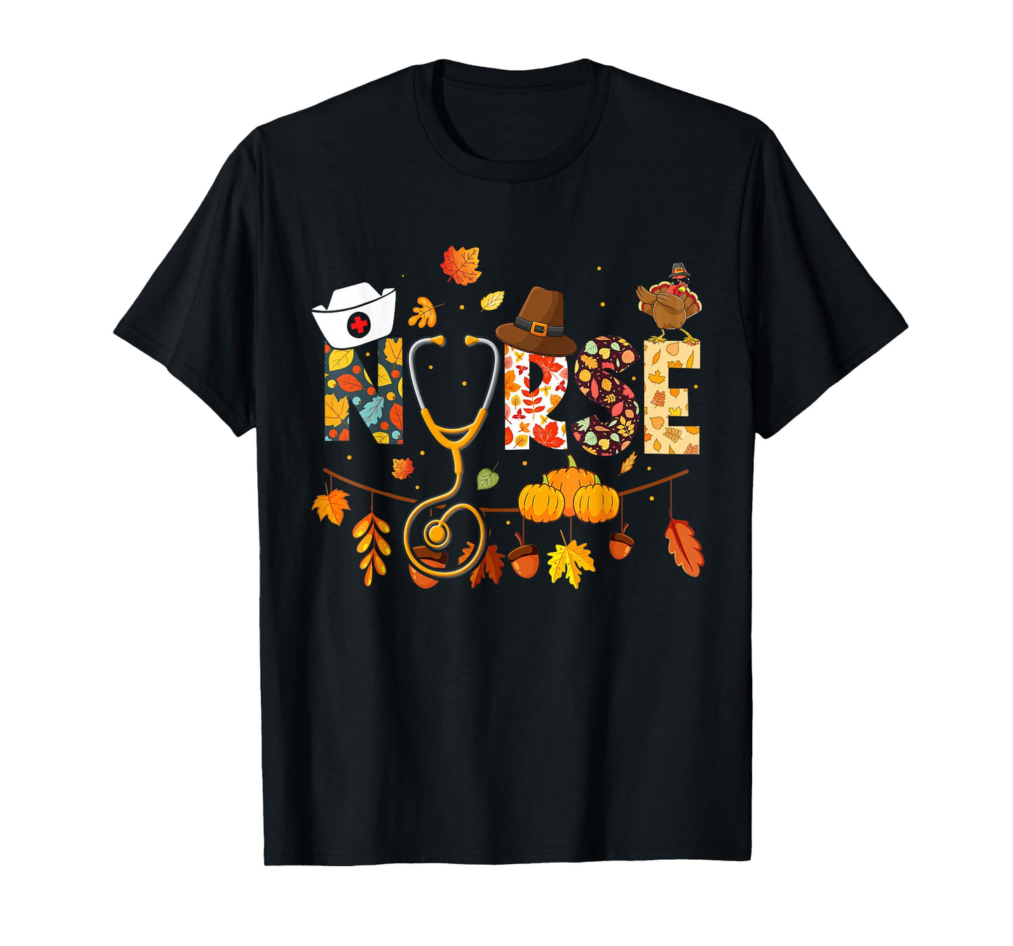 Nurse Thanksgiving Shirt Health Worker Nursing Fall Turkey T-Shirt